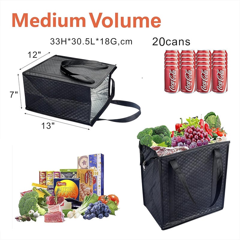 BAGHOME Store 2PCS Refrigerator Grocery Bag,Cooler Bag,Zipper,Black,Blue - Image 2