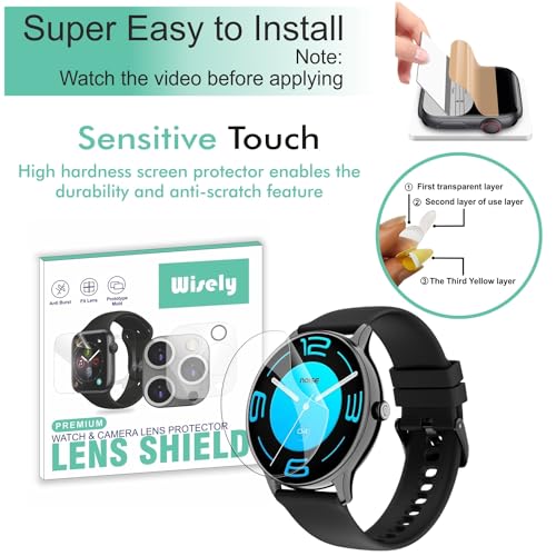 Wisely |3pcs| Screen Guard Protector For Noise Twist Go Smartwatch |1.39"| Bubble Free, Easy installation kit, Clear HD, Full Cover - Image 2