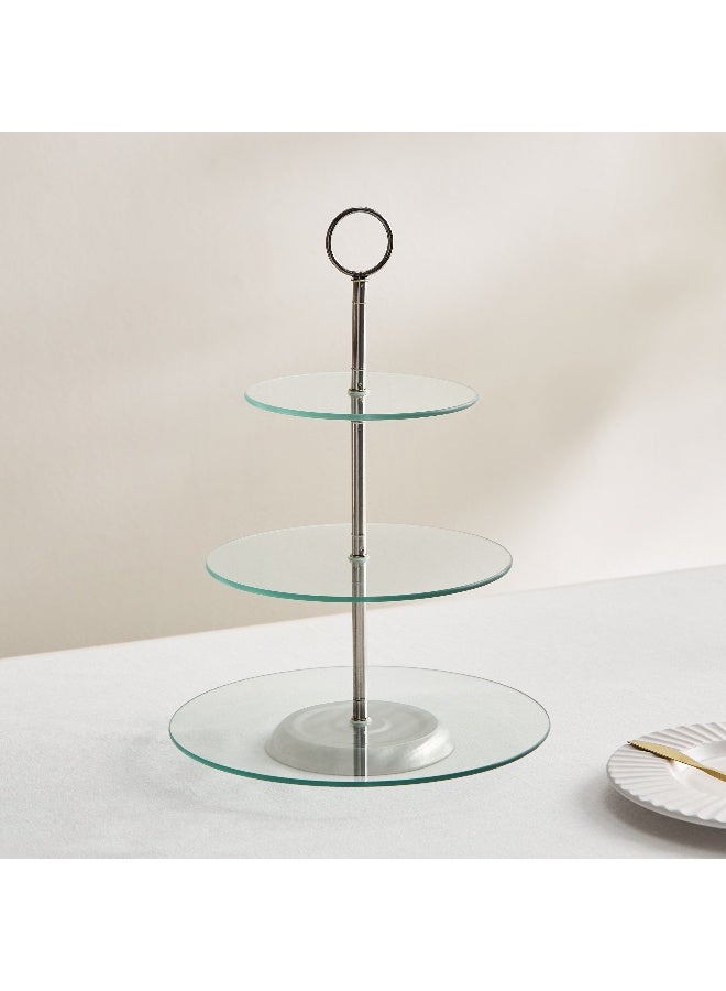 Home Box Coral 3-Tier Glass Cake stand 25 x 35 x 25 cm - Image 2