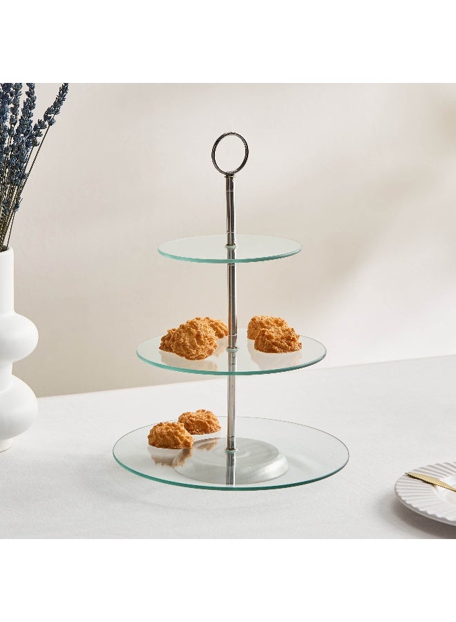 Home Box Coral 3-Tier Glass Cake stand 25 x 35 x 25 cm - Image 1