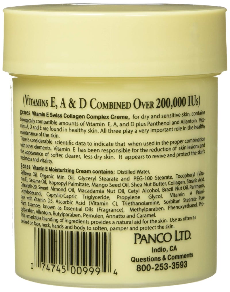 Genes Vitamin E Creme Swiss Collagen Complex Moisturizing Creme for Dry and Sensitive Skin 16 oz - Image 2