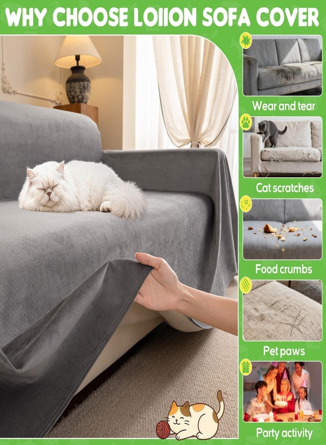 Loiion Cat Scratch Furniture Protector - Ultra Soft, Waterproof Sofa Cover to Keep Cats Off, Pet-Friendly Couch Protectors for Love Seat, Anti-Slip Couch Cover for Pets and Kids 118"X71" Grey - Image 5