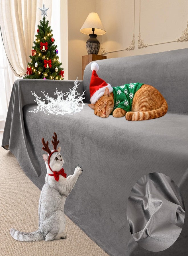 Loiion Cat Scratch Furniture Protector - Ultra Soft, Waterproof Sofa Cover to Keep Cats Off, Pet-Friendly Couch Protectors for Love Seat, Anti-Slip Couch Cover for Pets and Kids 118"X71" Grey - Image 1