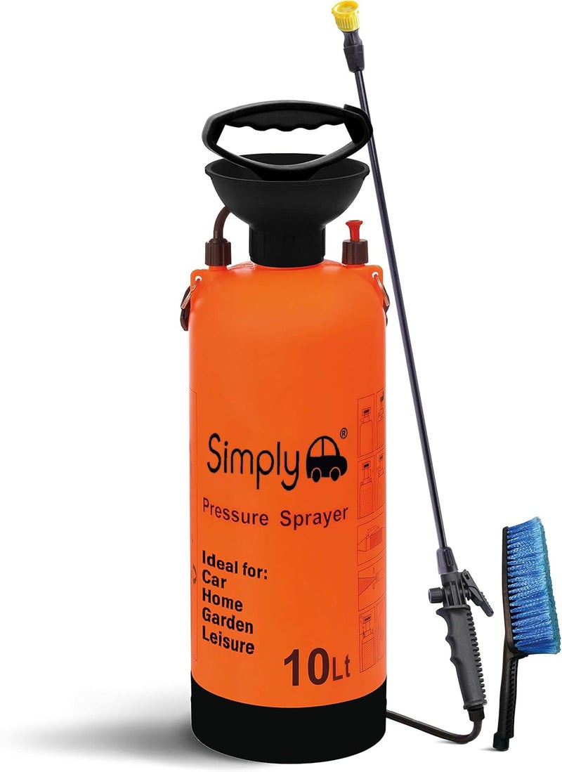 SIMPLY PPS10 Portable 10L Pressure Washer with Brush Hose Attachment - Lightweight & Durable for Vehicles, Gardens & Decking - Image 2