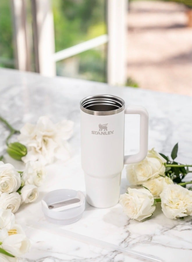 Stanley Quencher H2.0 FlowState Stainless Steel Vacuum Insulated Tumbler with Lid and Straw for Water, Iced Tea or Coffee, Smoothie and More Cream White Stainless Steel 40 oz 32x15x 10cm  - Image 4