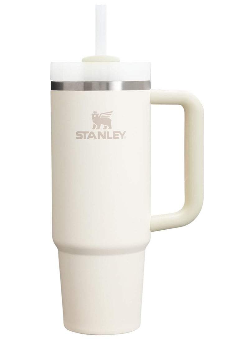Stanley Quencher H2.0 FlowState Stainless Steel Vacuum Insulated Tumbler with Lid and Straw for Water, Iced Tea or Coffee, Smoothie and More Cream White Stainless Steel 40 oz 32x15x 10cm - Image 1