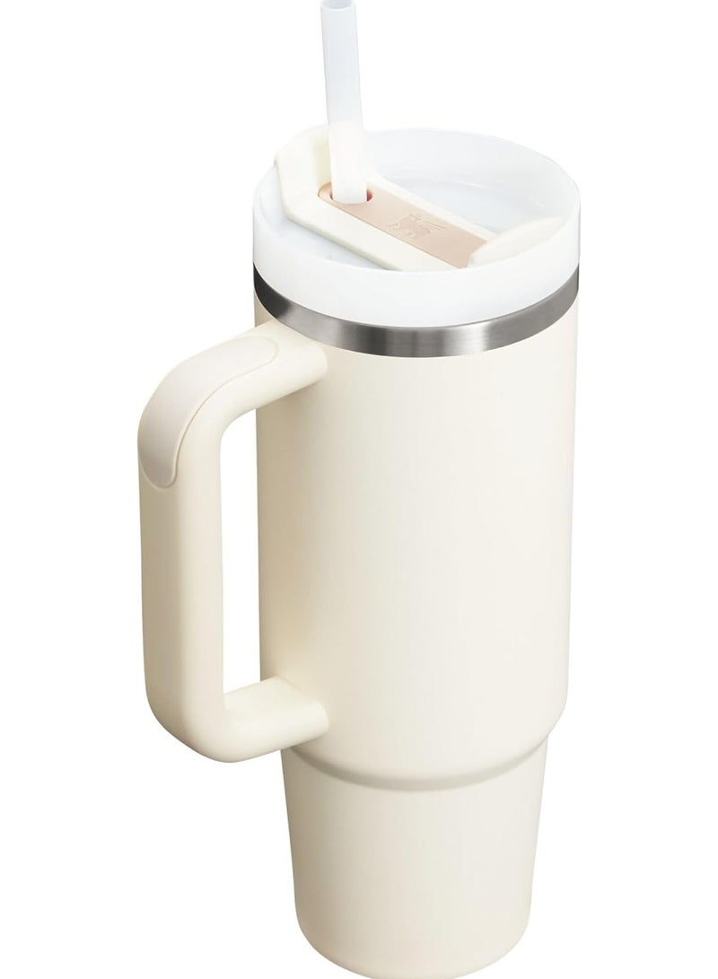 Stanley Quencher H2.0 FlowState Stainless Steel Vacuum Insulated Tumbler with Lid and Straw for Water, Iced Tea or Coffee, Smoothie and More Cream White Stainless Steel 40 oz 32x15x 10cm - Image 2