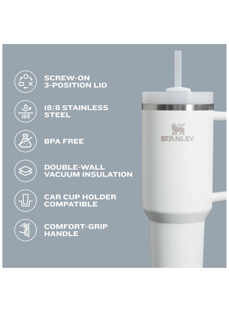 Stanley Quencher H2.0 FlowState Stainless Steel Vacuum Insulated Tumbler with Lid and Straw for Water, Iced Tea or Coffee, Smoothie and More Cream White Stainless Steel 40 oz 32x15x 10cm - Image 4