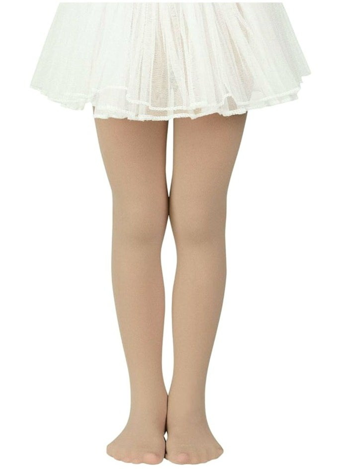 Perfectory School Uniform Tights for Girls Ballet Dance Footed Tight Ultra Soft-Nude-3 Pairs  - Image 2