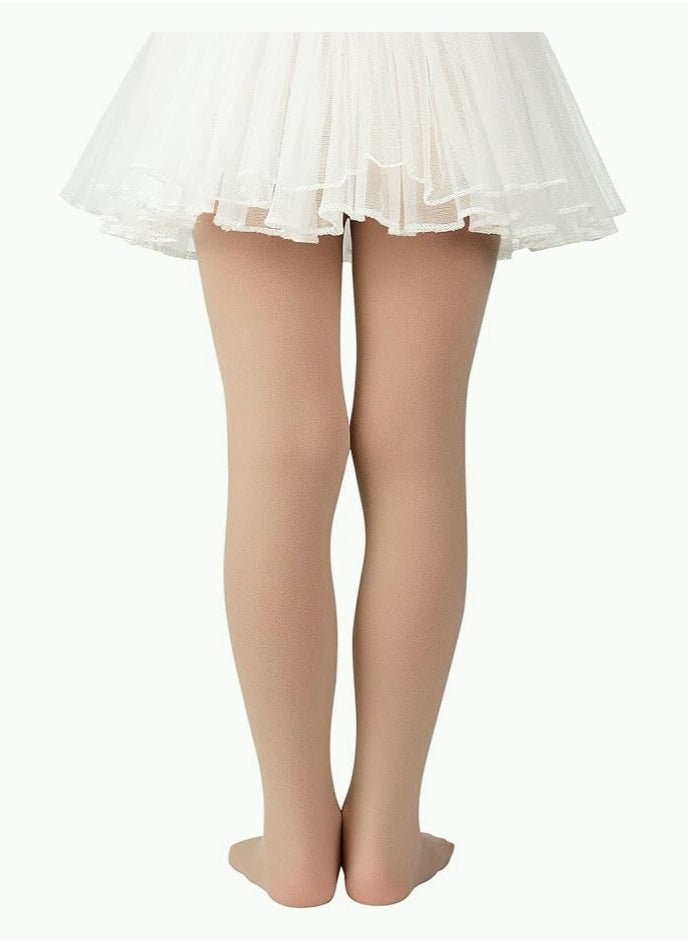 Perfectory School Uniform Tights for Girls Ballet Dance Footed Tight Ultra Soft-Nude-3 Pairs  - Image 3