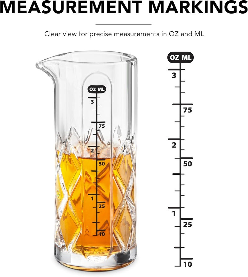 Final Touch Yarai Jigger - Precision Cocktail Mixing Tool with Spout for Drip-Free Pouring - Heavy-Duty Glass Construction - Classic Japanese Design - 3.4oz / 100ml Capacity (FTA7035) - Image 2