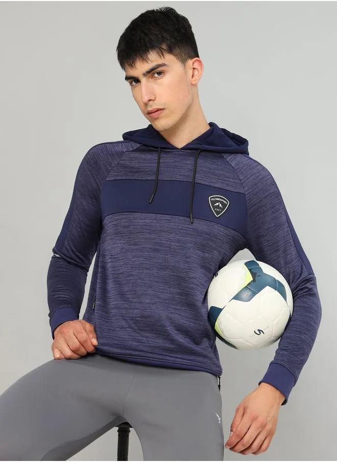 تكنوسبورت Contrast Panel Melange Fleece Jacket with Hood by Styli