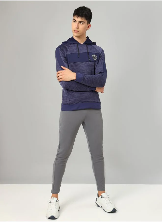 تكنوسبورت Contrast Panel Melange Fleece Jacket with Hood by Styli