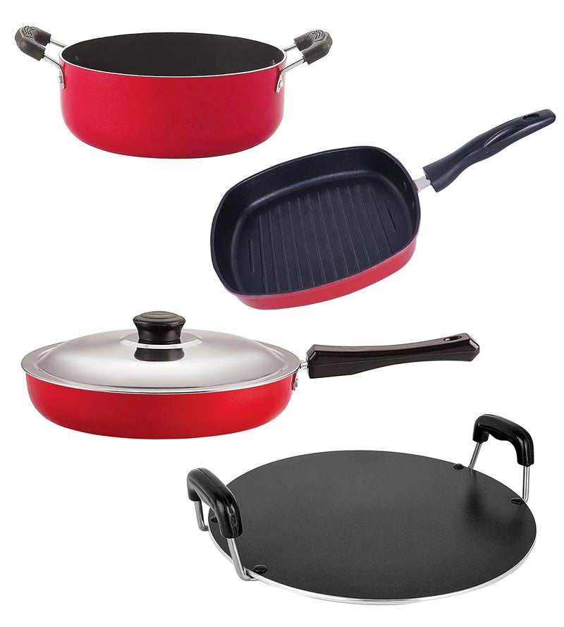 Nirlon Nirlon Gas Compatible NonStick Non Induction Aluminium Cookware Set of 4 Pieces FP11_RT_GP245_CS24  - Image 1