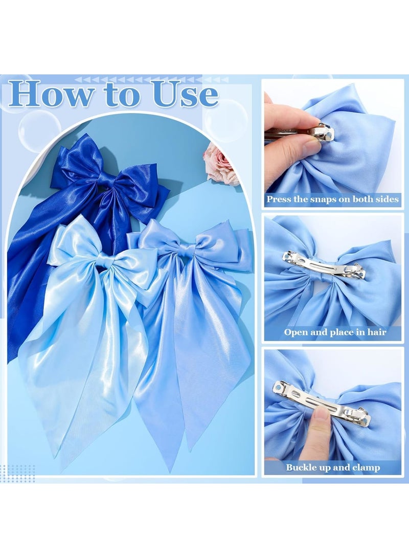 SYOSI Hair Bows for Women, Silky Satin Large Hair Clips with Long Tail Design, Elegant Ribbon Hair Accessories for Daily Wear and Special Occasions, 5 Pcs - Image 4