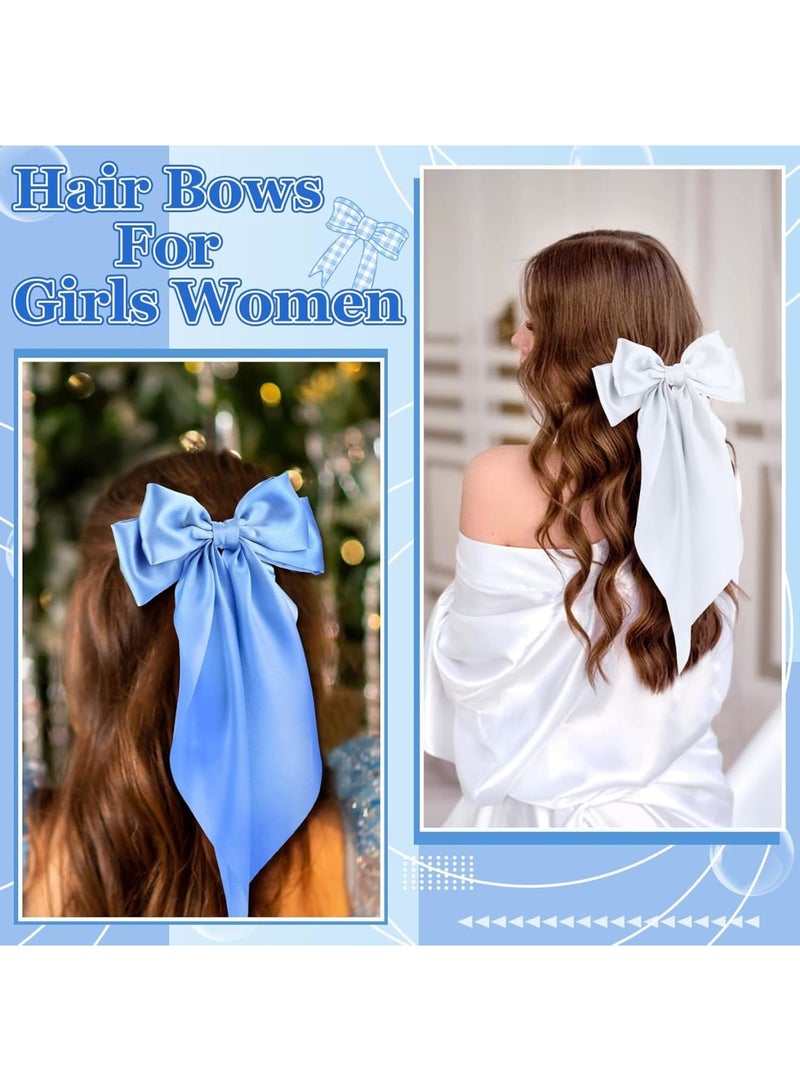 SYOSI Hair Bows for Women, Silky Satin Large Hair Clips with Long Tail Design, Elegant Ribbon Hair Accessories for Daily Wear and Special Occasions, 5 Pcs - Image 5
