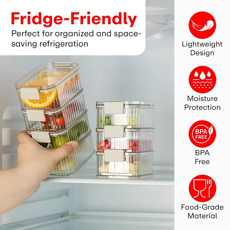 PRIME PICK Stackable Airtight Food Storage Containers Set – Leak-Proof, BPA-Free Plastic Organizers Fridge, Pantry & Kitchen Clear, Space-Saving Bins for Meal Prep, Snacks, Vegetables & More (Set of 5 - Image 4