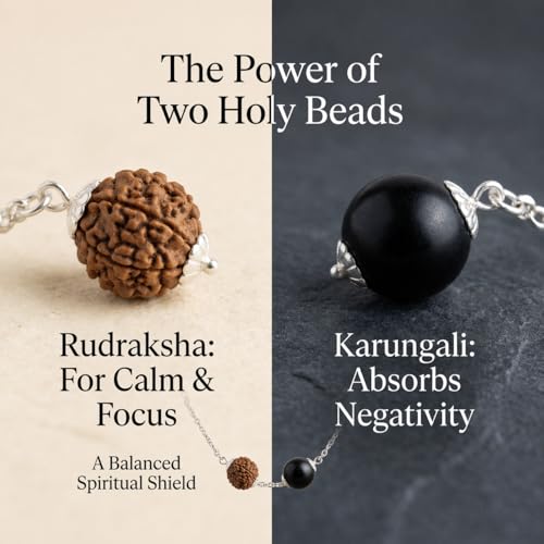 Japam Silver Plated Rudraksha & Karungali Mala 54 Beads (6mm) | Original Rudraksha & Karungali Mala | Spiritual Protection, Positivity & Meditation Necklace | Certified Authentic | Gift for Men & Women - Image 5