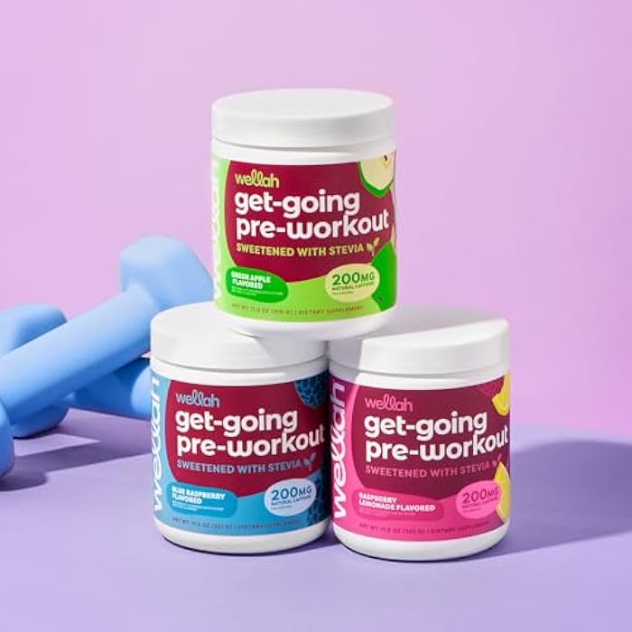 Wellah Get-Going Pre-Workout Drink Mix (Raspberry Lemonade Flavored, 30 Servings) - with Citrulline Malate and L-Theanine, 200mg of Natural Caffeine & 1000mg of Beta-Alanine - Image 5