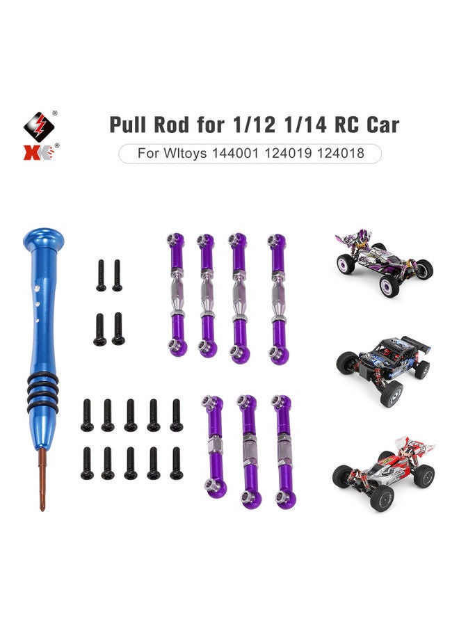 NIBEMINENT Metallic Pull Rod Kit For 144001 124019 124018 1/12 1/14 RC Car Purple 12.5x2x9.3cm - Image 5