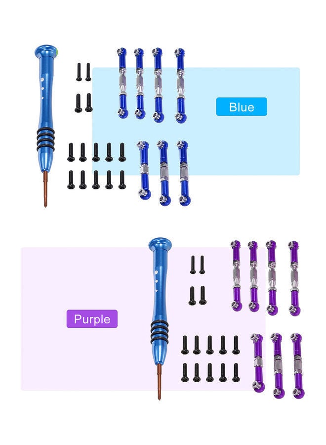 NIBEMINENT Metallic Pull Rod Kit For 144001 124019 124018 1/12 1/14 RC Car Purple 12.5x2x9.3cm - Image 3