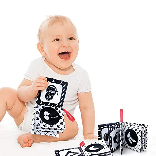 teytoy My First Soft Book, 6 PCS Nontoxic Fabric Cloth Activity Crinkle Black and White Books for Infants Boys and Girls Early Educational Toys Perfect for Baby Shower - Image 2