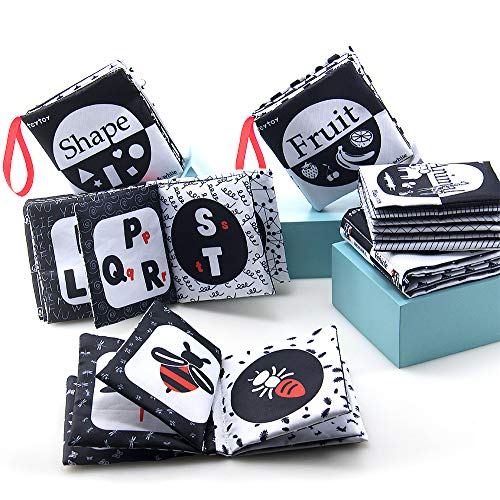 teytoy My First Soft Book, 6 PCS Nontoxic Fabric Cloth Activity Crinkle Black and White Books for Infants Boys and Girls Early Educational Toys Perfect for Baby Shower - Image 3