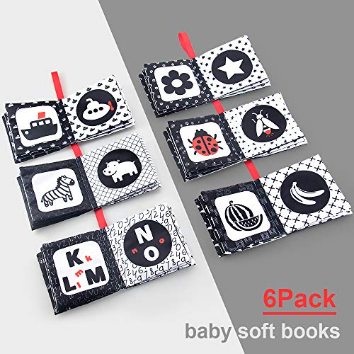 teytoy My First Soft Book, 6 PCS Nontoxic Fabric Cloth Activity Crinkle Black and White Books for Infants Boys and Girls Early Educational Toys Perfect for Baby Shower - Image 4