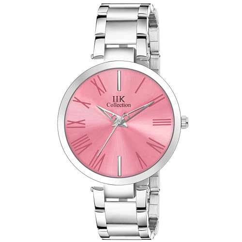IIK COLLECTION Watches for Women Round Studded Dial | Quartz Movemnet |Long Battery Life|Stainless Steel Bracelet Chain Strap|Double Lock Clasp Safety Watches for Girls - Image 1