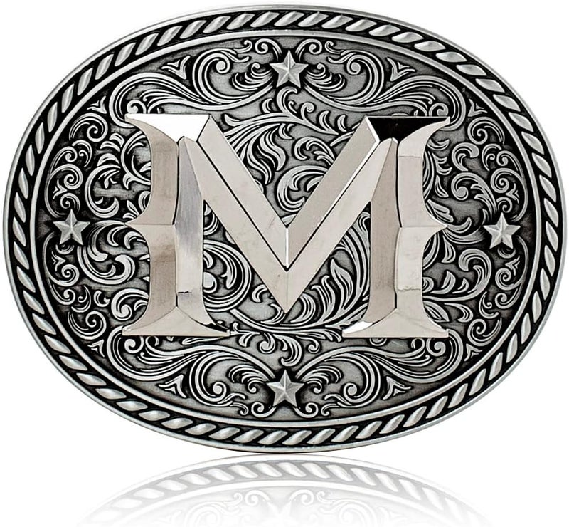 Itera Western Cowboy/Cowgirl Initial Belt Buckle-Silver- Large Letter Buckles for Men and Women - Custom Girls/Boys - Image 1