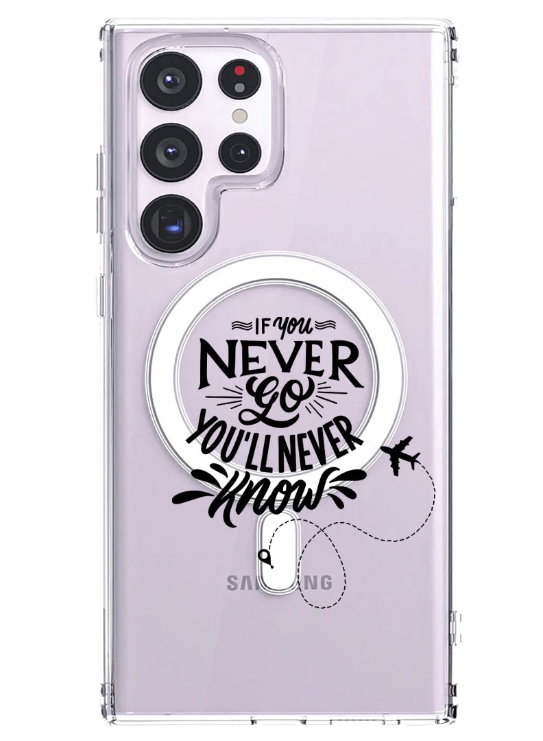 Theodor Magnetic Case for Samsung Galaxy S23 Ultra 6.8-inch Compatible with MagSafe Wireless Charging, Shockproof Phone Bumper Cover If you never go you will never Know - Image 1