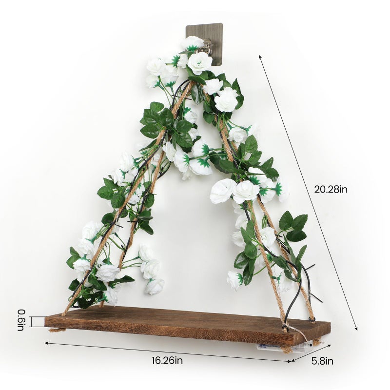 JOPSTDI Floating Shelves for Wall,Plant Wall Decor,Hanging Shelf,Cottage Core Decor,Room Decor Aesthetic,Trinket Shelf,Hanging Shelves,Floating Shelves for No Drilling,Two-Piece Set - Image 4