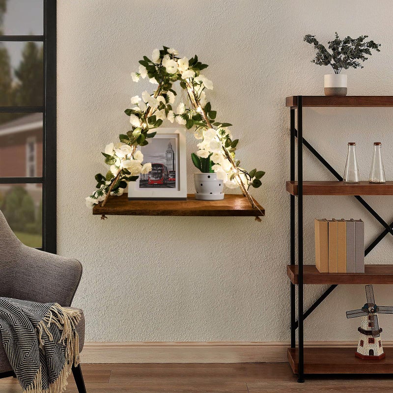 JOPSTDI Floating Shelves for Wall,Plant Wall Decor,Hanging Shelf,Cottage Core Decor,Room Decor Aesthetic,Trinket Shelf,Hanging Shelves,Floating Shelves for No Drilling,Two-Piece Set - Image 3