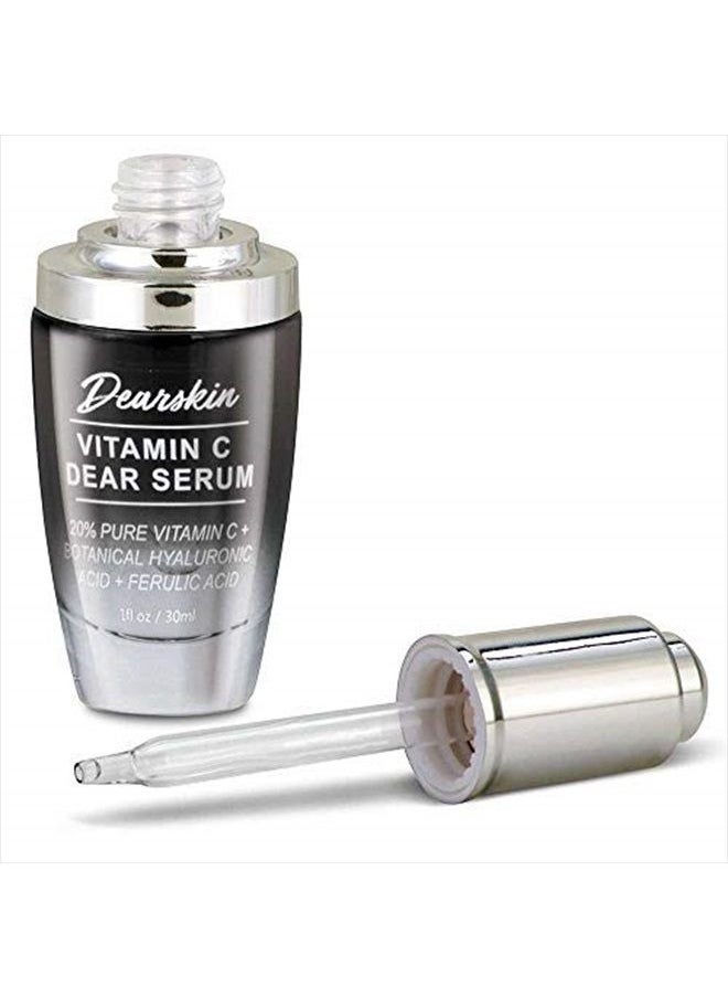 Dearskin - 2 PACK Vitamin C Serum 20% - PURE L-ASCORBIC ACID, Ferulic Acid, Hyaluronic Acid Botanic, Vitamin E Organic Cruelty Free for Face and Neck Best Antioxidant, Treatment for Wrinkles, Men and Women - Image 1