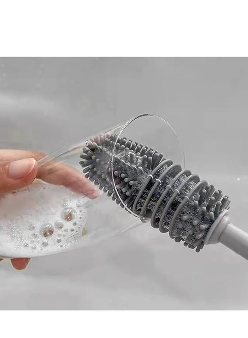 فرشاة غسيل زجاجات وكوبايات بمقبض طويل – لون رمادي عملي - Image 5