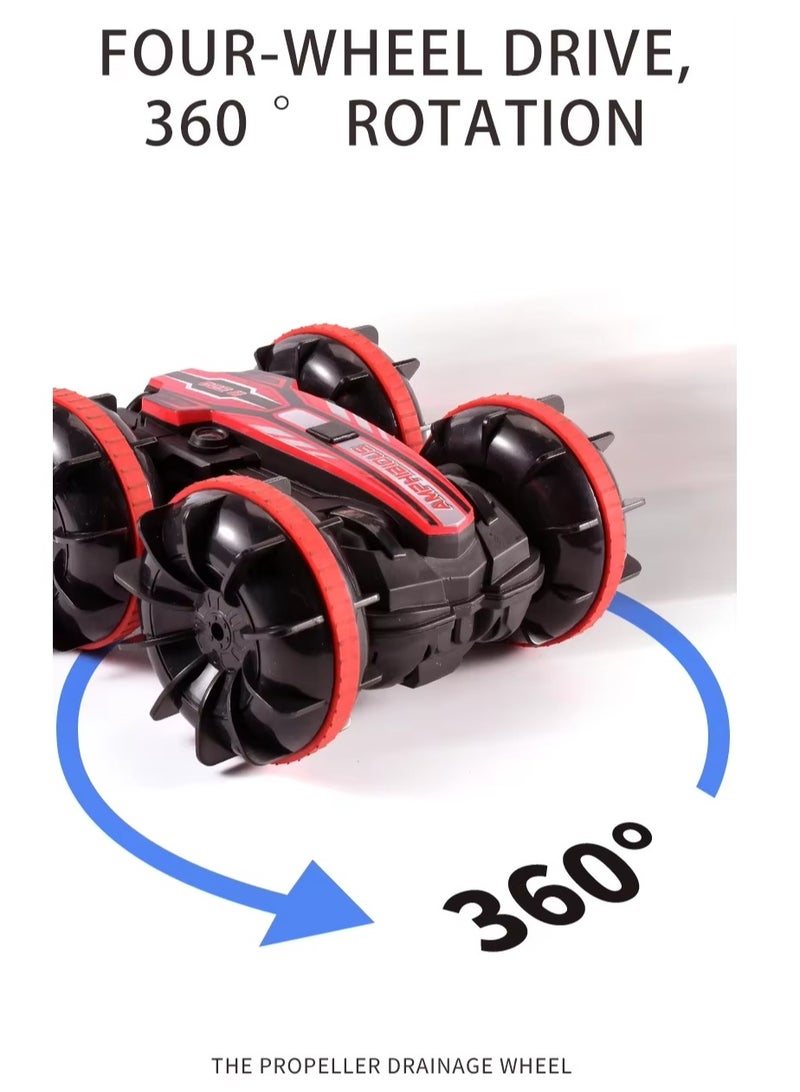 VITION Remote Controlled Car, Gesture Sensor, Waterproof RC Stunt Car, Amphibious Vehicle with 50 Meters Remote Control, 360 Degree Rotation, Off-Road Remote Controlled Car for Kids (Red) - Image 4