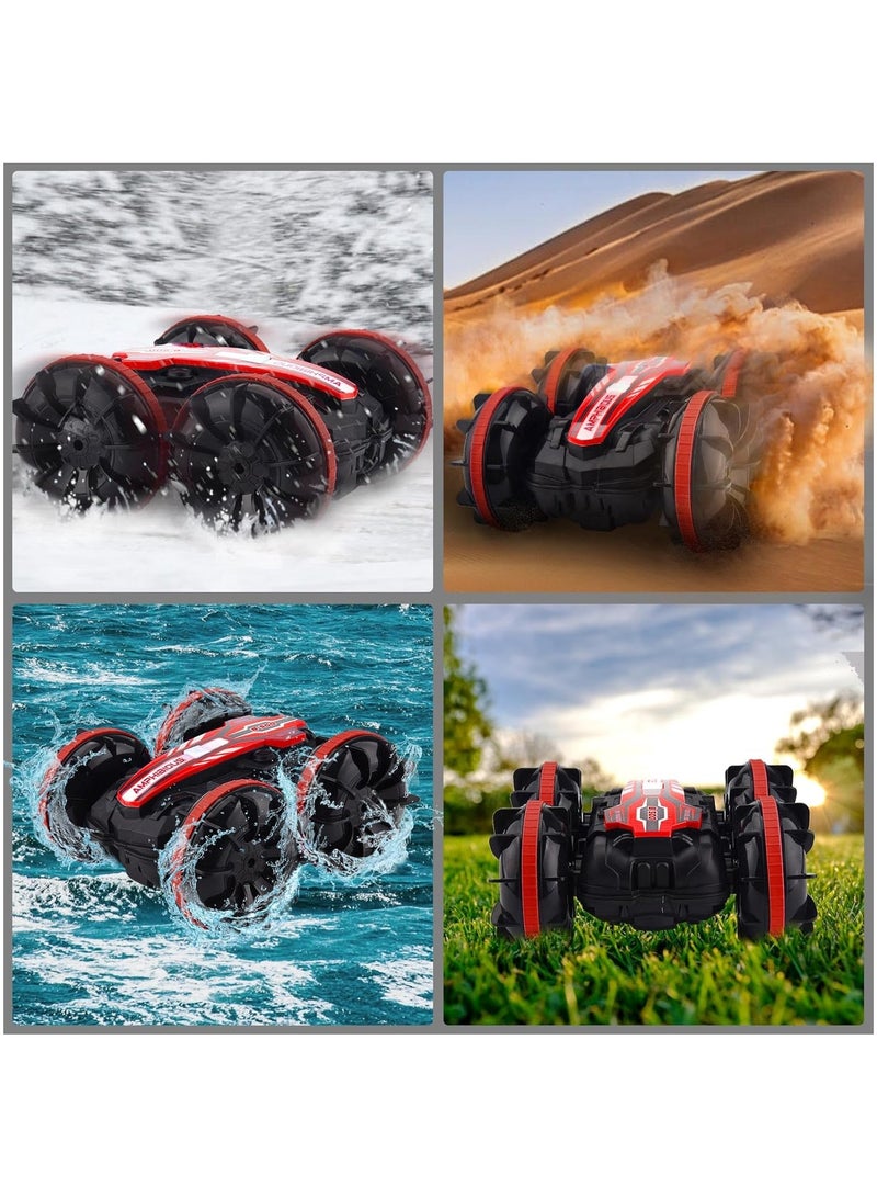 VITION Remote Controlled Car, Gesture Sensor, Waterproof RC Stunt Car, Amphibious Vehicle with 50 Meters Remote Control, 360 Degree Rotation, Off-Road Remote Controlled Car for Kids (Red) - Image 3