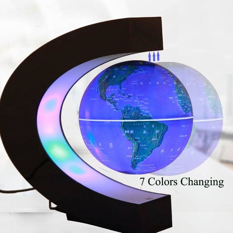 FUZADEL Multi-Color Changing Floating Globes Levitating Globes Lamp Magnetic Levitation Floating Globes of the World for Home/Office Desk Floating Magnet World Globe (Valentines Day Decorations) - Image 2