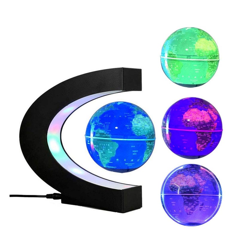 FUZADEL Multi-Color Changing Floating Globes Levitating Globes Lamp Magnetic Levitation Floating Globes of the World for Home/Office Desk Floating Magnet World Globe (Valentines Day Decorations) - Image 1
