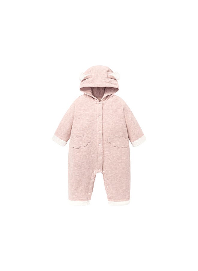 Minibala Baby Clothes Uni Fleece-lined Cotton Romper Hooded Jumpsuit Autumn Winter - Image 2