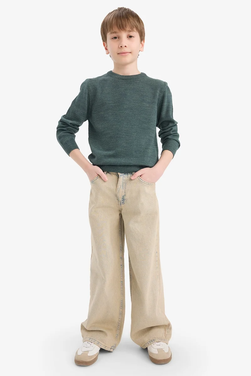 ديفاكتو Boy Regular Fit Crew Neck Knit Pullover