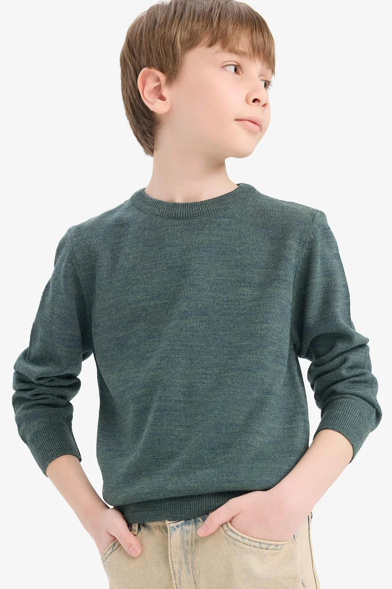 ديفاكتو Boy Regular Fit Crew Neck Knit Pullover