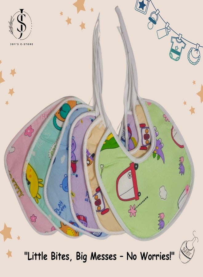 JOY'S E-STORE Assorted Baby Bibs for 0-24 Months | Set of 6 Soft Cotton Waterproof Feeding Bibs for Newborns, Infants & Toddlers | Reusable, Washable & Absorbent | Multicolor Designs - 1006 M Combo P4 - Image 3