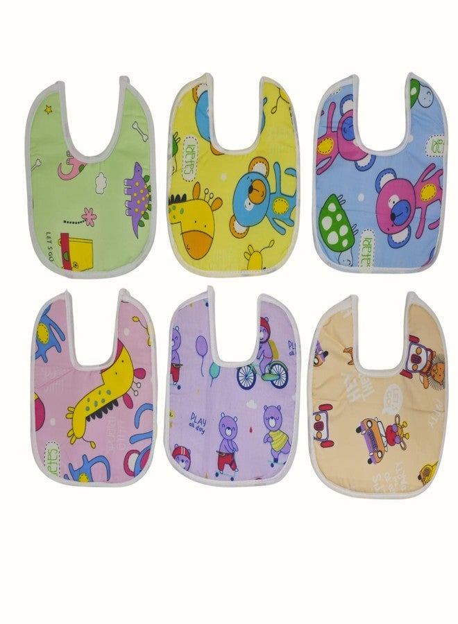 JOY'S E-STORE Assorted Baby Bibs for 0-24 Months | Set of 6 Soft Cotton Waterproof Feeding Bibs for Newborns, Infants & Toddlers | Reusable, Washable & Absorbent | Multicolor Designs - 1006 M Combo P4 - Image 1