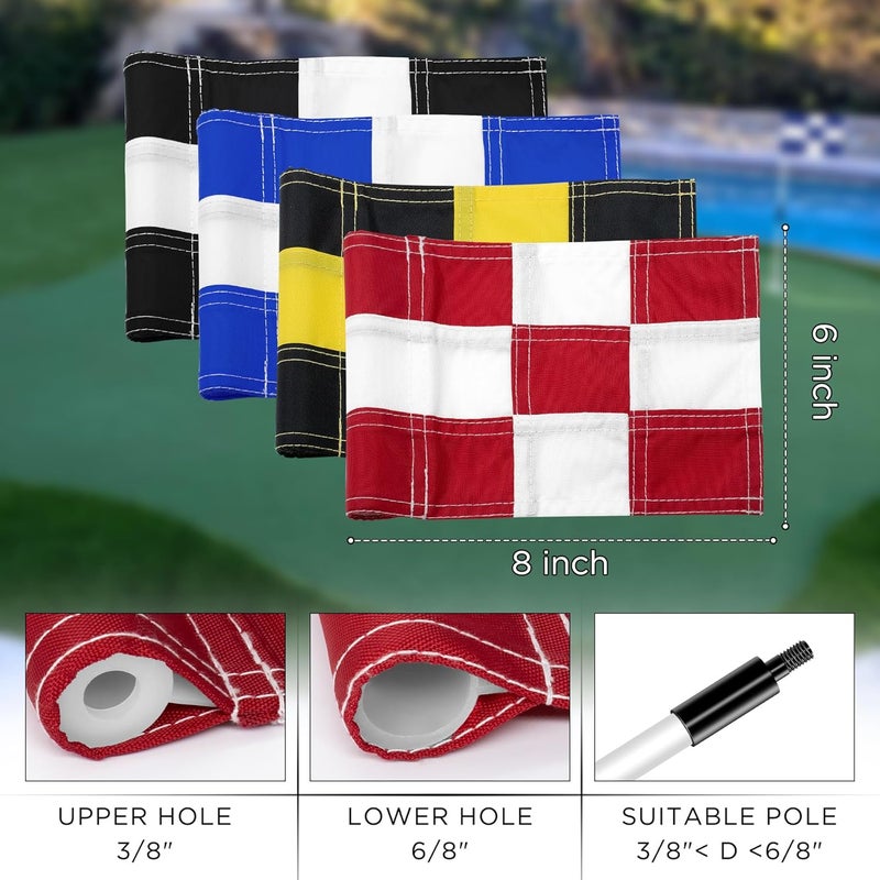 KINGTOP Checkered Golf Flag All 8x6 Inch – 420D Nylon, Tube Inserted – Mini Practice Putting Green Flags for Yard - Image 3