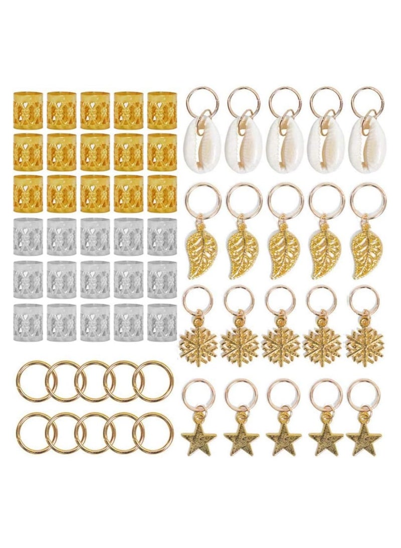 80 Dreadlock Beads  Braided Hair Accessories - DIY Hair Clips  Ring Pendants for Stylish Braids  Dreads - Image 1