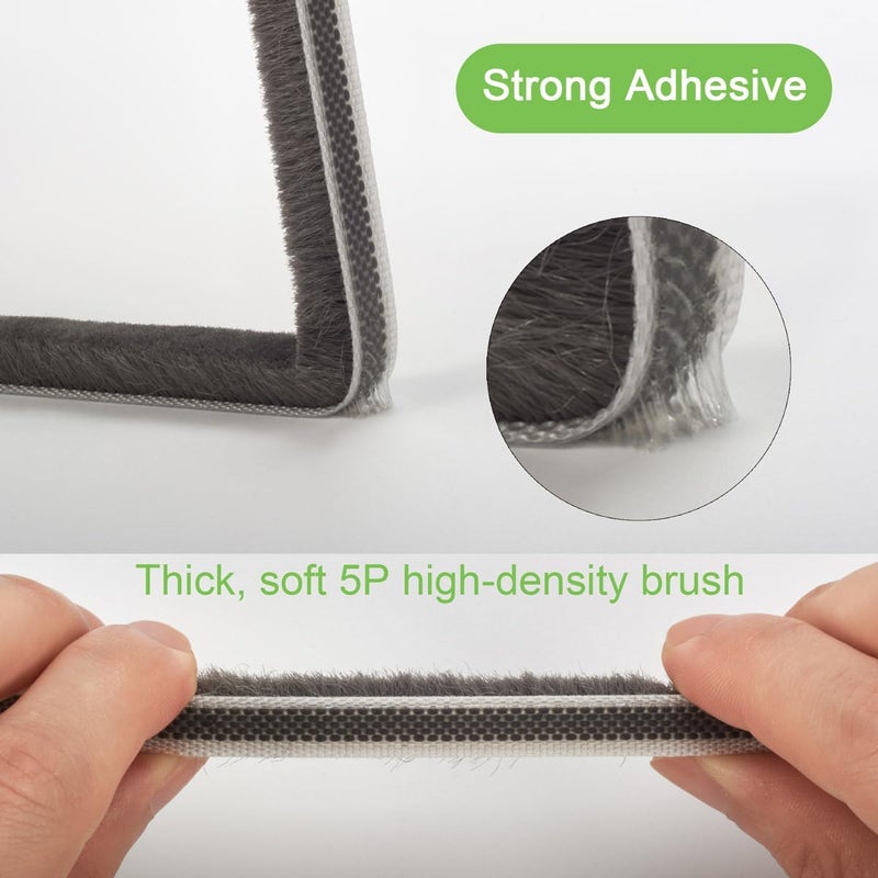 YOCCEK Self-Adhesive Weather Stripping Seal for Doors & Windows – Soundproof Insulation Gap Filler for Sliding, Exterior, Front, and Jamb Frames – 0.2" x 0.35" x 16.5 ft, Gray - Image 3