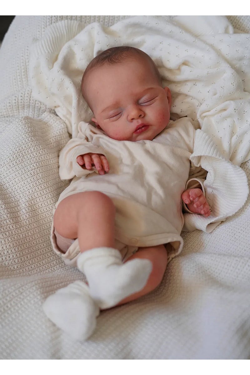 دمية طفل حديث الولادة وردية اللون من نوع NPK، طولها 48 سم (18 بوصة)، مصنوعة يدويًا، ذات بشرة ثلاثية الأبعاد، مطلية بطبقات متعددة، قابلة للجمع.