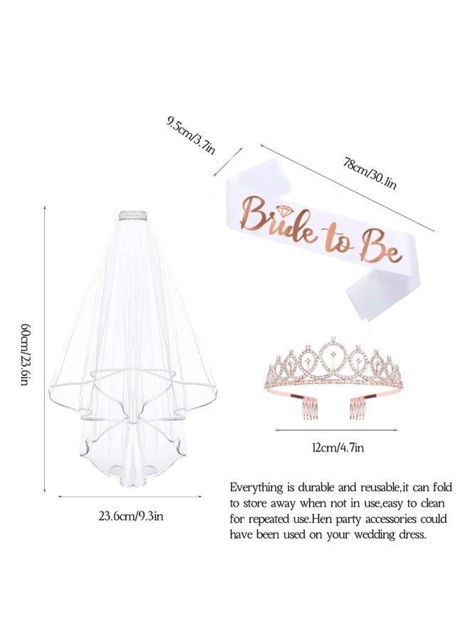 Generic 3 Pack Bride to Be Set Include Bride to Be Sash,Bridal Veil with Comb,Rhinestone Tiara for Bride Shower,Wedding,Bachelorette  - Image 2