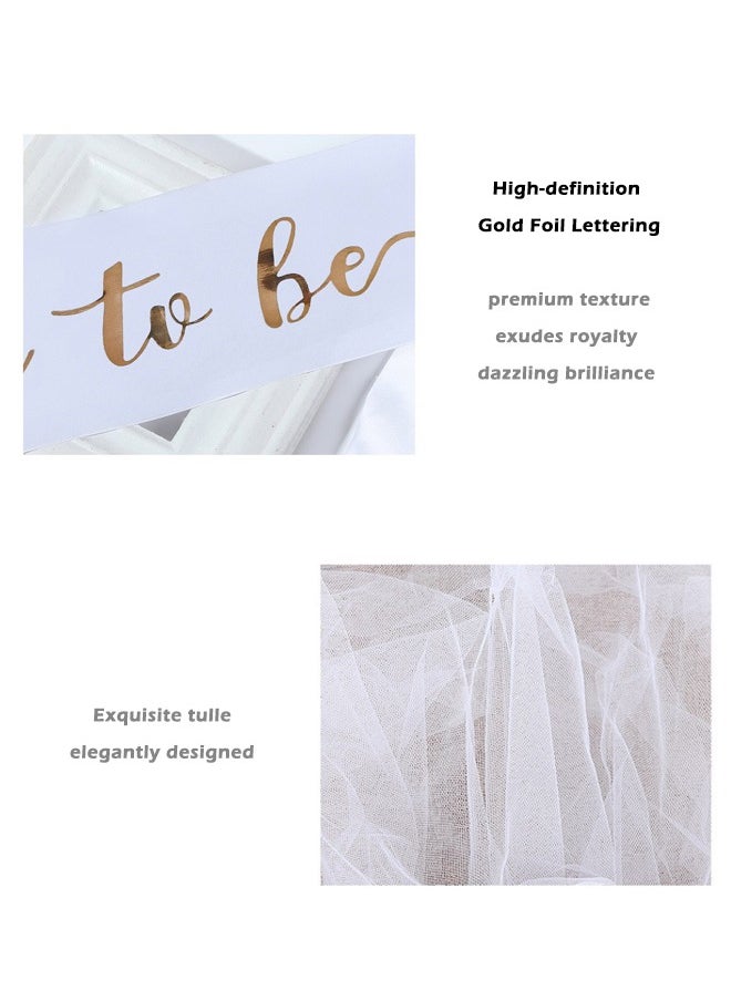 Generic 3 Pack Bride to Be Set Include Bride to Be Sash,Bridal Veil with Comb,Rhinestone Tiara for Bride Shower,Wedding,Bachelorette  - Image 5